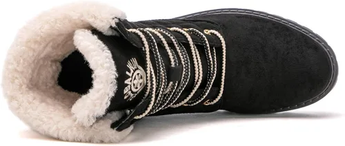Miniatura 6 de GLOBALWIN Botas de tobillo acolchadas para mujer, botas de combate de moda, con cordones, tacón bajo, botines de piel cálida para mujer