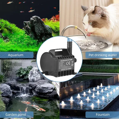 Miniatura 5 de Bomba de agua eléctrica pequeña, bomba sumergible de potencia silenciosa y fuerte con USB para acuario, peces, fuente de estanque de jardín, Qr75a