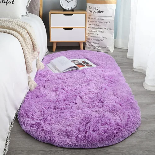 Miniatura 17 de ZZenSmot Alfombra ovalada y esponjosa, alfombra de noche de felpa suave, color liso, para dormitorio, sala de estar, color rosa, 63 x 24 pulgadas