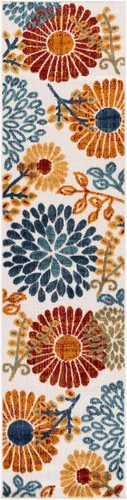 Miniatura 3 de SAFAVIEH Alfombra Lavable para Exteriores Colección Cabana - Pasillo de 2' x 10', Crema y Rojo, No Desprende Pelusa y Fácil de Limpiar, Ideal