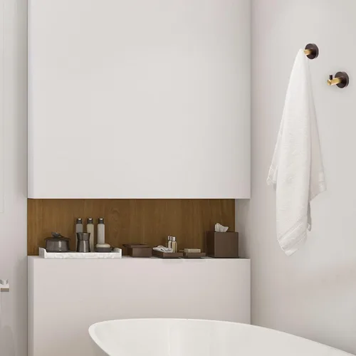 Miniatura 4 de Design House 582734-BGD Kelton - Gancho para bata, color negro mate, dorado satinado