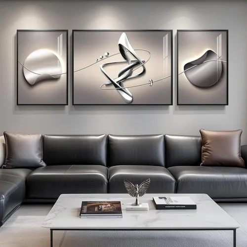 Miniatura 9 de Arte de pared moderno enmarcado en blanco y negro, 3 piezas de impresiones contemporáneas grandes para paredes, juego de 3 imágenes de hojas doradas