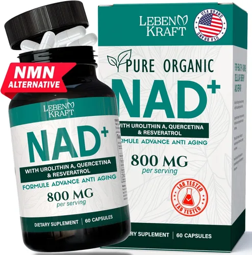 Suplemento NAD Pure Organic | Alternativa de suplemento NMN | Aumenta la energía y la salud celular | Urolitina A, resveratrol, quercetina para