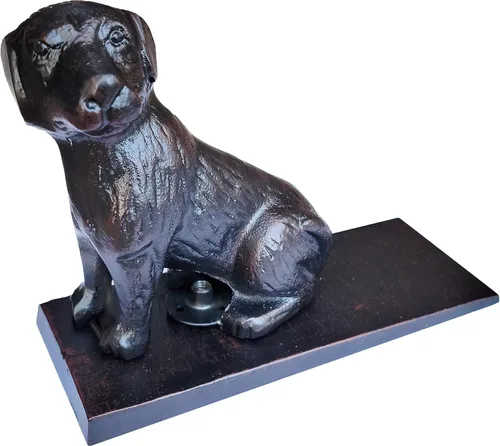 Miniatura 2 de LuLu Decor, Tope de puerta de perro de hierro fundido, topes de puerta de peso 6 libras (negro)