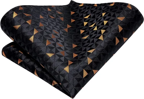 Miniatura 109 de Hi-Tie Corbatas de seda para hombre, diseño de cachemira a rayas, con bolsillo, gemelos cuadrados, conjunto formal de negocios
