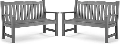 Miniatura 24 de Stoog Banco de Exterior para 2 Personas para Todo Clima, Capacidad de 800 libras Banco de Jardín de Plástico HIPS para Patio, Patio Trasero, Porche