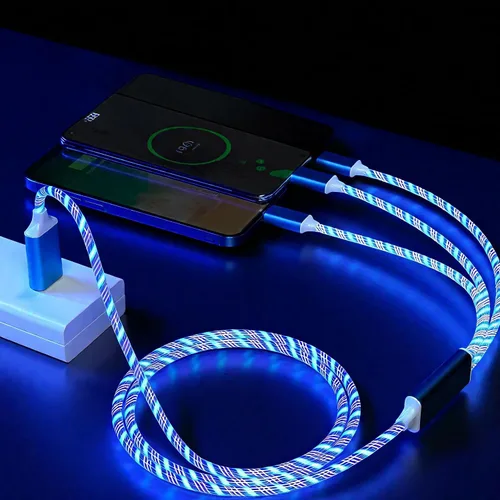 Miniatura 9 de AYI 3 combinaciones de múltiples puertos USB A a USBC Micro PD cable de carga rápida iluminado flujo de corriente compatible con casi todos
