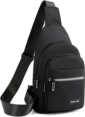 Seoky Rop - Mochila tipo bandolera para hombre y mujer, pequeña, para el pecho y el hombro, para viajes, senderismo, mochila de día, Negro, Pequeño,