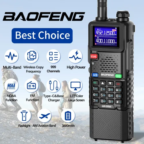 Miniatura 2 de Baofeng Radio radioaficionado de largo alcance 5RM 10W recargable de mano 3800mAh batería extendida NOAA emergencia táctica de dos vías radio walkie