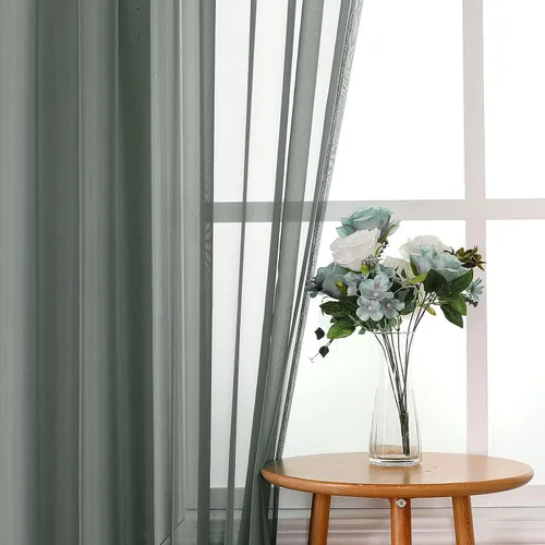 Miniatura 2 de JUSPURBET 2 cortinas traslúcidas para ventana, panel de cortina semitransparente sólido de lujo para sala de estar, dormitorio al aire libre, 59 x