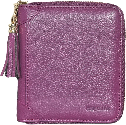 Miniatura 4 de Easyoulife - Billetera de piel con cierre y tarjetero para mujer, con bloqueo de interferencia de radiofrecuencia (RFID), Minimalista, M