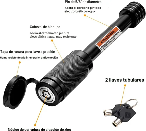 Miniatura 2 de CZC AUTO - Cerradura para receptor de enganche de automóvil, con pasador de 5/8 pulgadas para receptor de clase III IV de 2 y 2-1/2 pulgadas