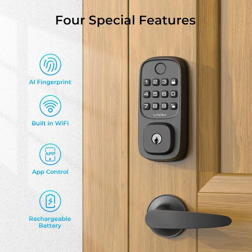 Miniatura 2 de Cerraduras de puerta inteligentes WiFi para cerradura de puerta delantera con 2 palancas, cerradura de puerta con teclado de entrada sin llave