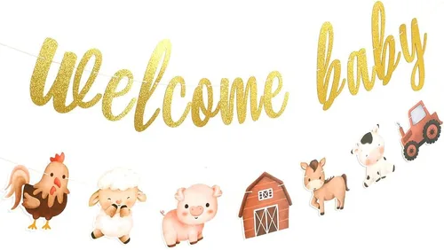 Miniatura 5 de Cartel de baby shower de animales de granja, decoración de fiesta temática. Decoraciones de fiesta de granero, decoraciones de animales de granja