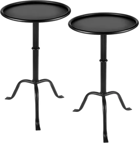 Miniatura 10 de RattanView 1 mesa de Martini de metal, pequeña, redonda, color negro, 12.5 x 12.5 x 27.75 pulgadas, mesas auxiliares de hierro con pedestal