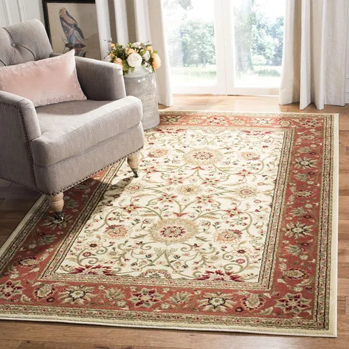 Miniatura 39 de SAFAVIEH Lyndhurst Collection - Alfombra de área de 9 x 12 pies, color marfil y rojo, diseño oriental tradicional, no desprende pelusa y de fácil