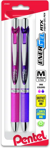 Miniatura 13 de Pentel EnerGel RTX - Bolígrafo de gel líquido retráctil (¹/₃₂ pulgadas), punta de metal, línea mediana, tinta azul marino, paquete de 2