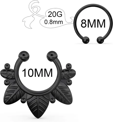 Miniatura 3 de SCERRING Aros falsos para tabique nasal, circonita cúbica transparente, no perforada, gancho para nariz, septum, piercing para el cuerpo, joyería
