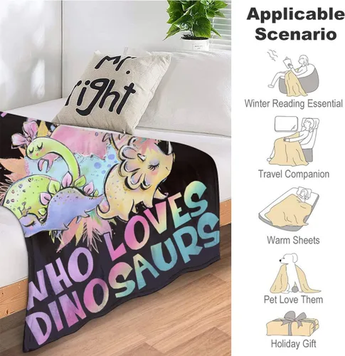 Miniatura 5 de Manta con texto en inglés «Just A Girl Who Loves Dinosaurs», bonita manta decorativa de dinosaurios, regalos para niñas, súper cálida, suave y Solo