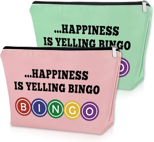 Miniatura 11 de Sazuwu Bolsa de maquillaje de regalo para amantes del bingo, Negro & Rosado