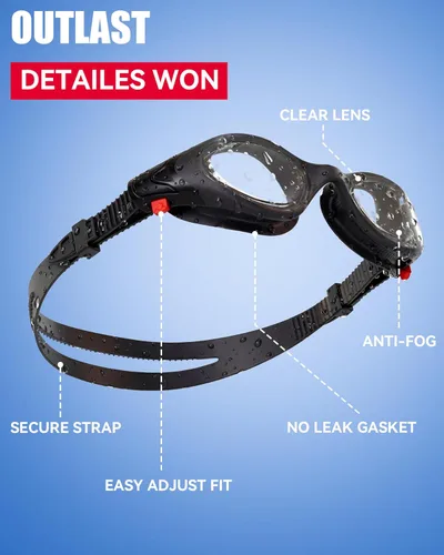 Miniatura 4 de Aegend Gafas de natación antivaho sin fugas para adultos, hombres y mujeres claro negro