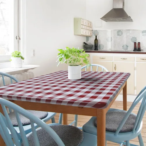 Miniatura 14 de Sorfey Mantel ajustado con elástico, vinilo con parte trasera de franela, se adapta a mesa de 24 x 48 pulgadas, rectangular, a prueba de agua, fácil