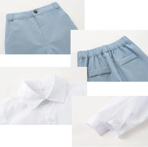 Miniatura 5 de Conjunto de ropa de algodón de manga larga con corbatín + chaleco + pantalones para niños