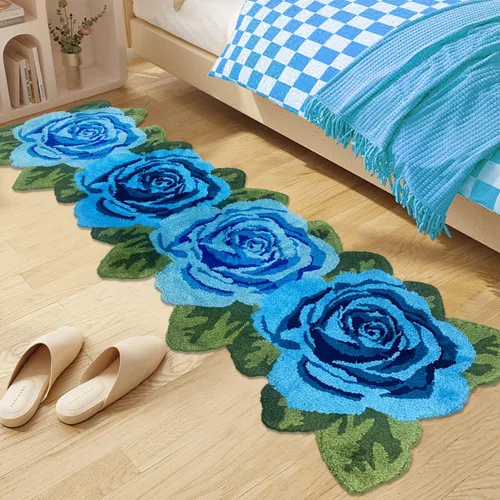 Miniatura 9 de USTIDE Alfombra de girasol esponjosa, alfombra suave y lanuda de flores, hecha a mano, alfombras modernas, lavables, para sala de estar, lavandería