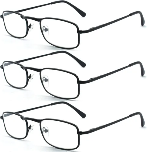 Gafas de lectura unisex vintage de metal con bolsa suave, multicolor