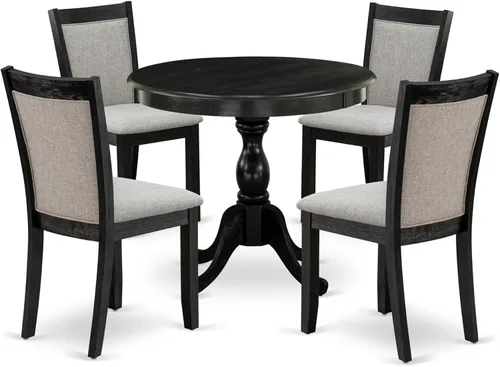 Miniatura 17 de East West Furniture AMMZ3-AB6-06 - Juego de mesa de comedor moderno de 3 piezas que contiene una mesa de cocina redonda con pedestal y 2 sillas