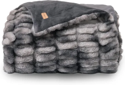 Miniatura 13 de EVERGRACE Manta de tiro lujosa y suave de piel sintética de conejo, acogedora manta cálida de felpa suave y peluda para sofá, cama, silla