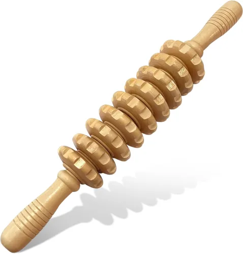Masajeador manual de madera con rodillo de mano, masajeador de punto de gatillo para fascia, celulitis, músculos y abdomen, masajeador de terapia