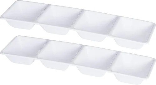 Miniatura 8 de Plasticpro Bandeja de servir de plástico rectangular de 4 secciones/platillo (2, Negro)