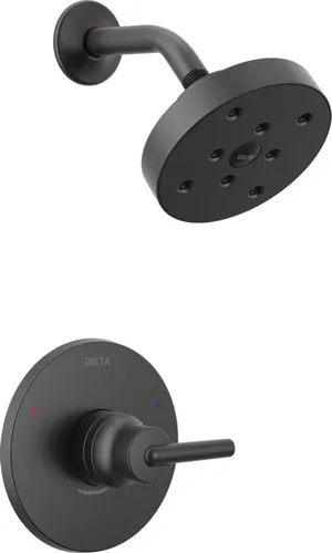 Delta Faucet Trinsic Serie 14 - Kit de molduras de ducha de una sola función con cabezal de ducha H2Okinetic de un solo rociador, negro mate Mate