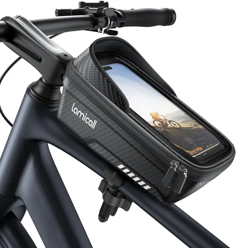 Miniatura 8 de Lamicall Paquete de 2 bolsas impermeables para marco de bicicleta, [versión 1s] [2 en 1], bolsa de teléfono para bicicleta, soporte para teléfono