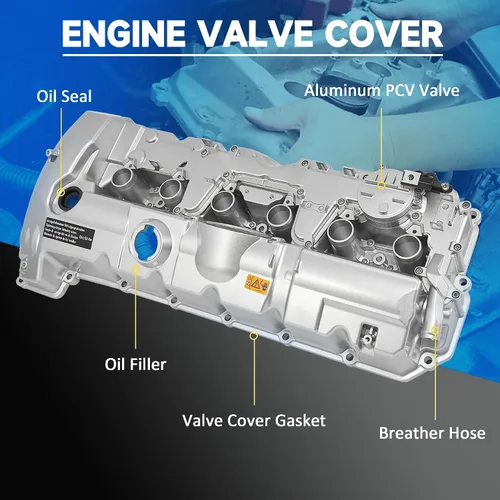 Miniatura 2 de Tapa de válvula de motor de aluminio con junta compatible con BMW 128i 2006-2013 328i 328ixDrive X3 323i 528i 528ixDrive X5 328x 264-935 11127552281