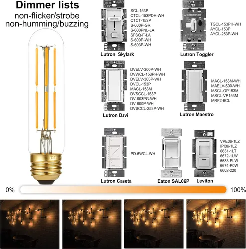 Miniatura 3 de LiteHistory Bombilla Edison E26 regulable de 6 W, igual a 60 W, AC120V, blanco cálido, 2700 K, bombillas Edison de 60 W, 600 lúmenes, bombilla LED
