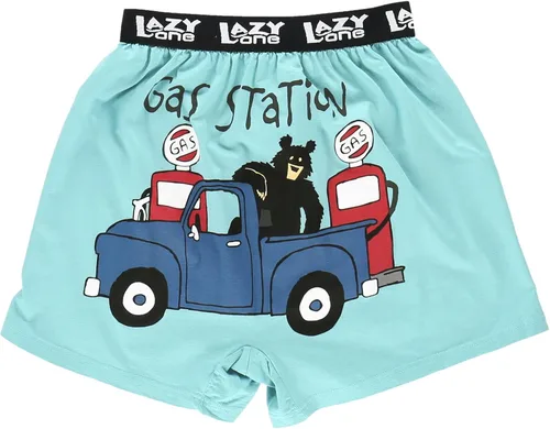 Lazy One - Bóxer corto con estampados de animales divertidos, ropa interior novedosa y divertida, regalos chistosos para hombres, calzoncillos bóxer