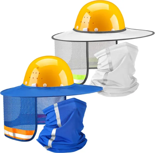 Miniatura 9 de SATINIOR 4 unidades de sombrero duro para sombrero de alta visibilidad, visera de sol y polaina para el cuello con tira reflectante, accesorios