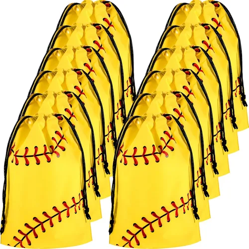 Miniatura 10 de Silkfly Paquete de 50 bolsas de softbol con cordón para aperitivos, bolsas de plástico para regalo, regalos de fiesta para suministros de fiesta