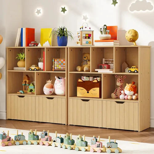 Miniatura 2 de HOOBRO Organizador de almacenamiento de juguetes, organizadores de juguetes y almacenamiento con 2 cajones móviles y 5 cubículos, estantería