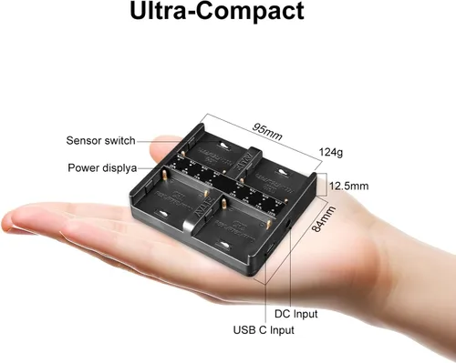 Miniatura 4 de Estación de carga rápida USB C de 4 canales con adaptador de cargador rápido PD de 65 W para baterías Sony NP-F550, NP-F750, NP-F770, NP-F970