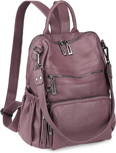 Miniatura 23 de Uromee Mochila de Viaje Monedero para Mujeres Cuero Vegano Damas Moda Borla Bolsa de Hombro Convertible, Grande, Mochilas Daypack