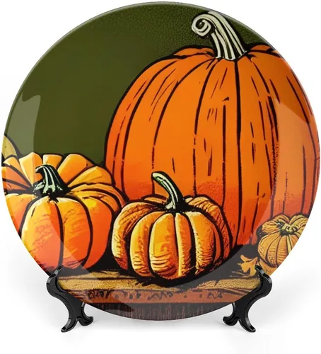 Miniatura 11 de Platos decorativos de calabazas grandes de Acción de Gracias, platos de cerámica para decoración del hogar, platos de cena de temporada de otoño