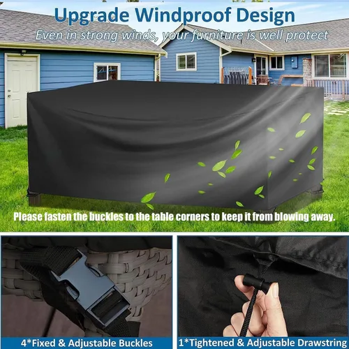 Miniatura 3 de Funda para mesa de exterior, fundas impermeables para muebles de patio, funda rectangular 420D para sofá de exterior, fundas de patio para sofá