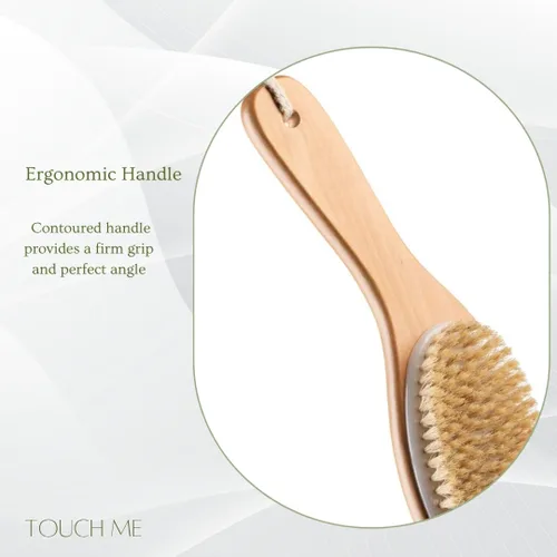 Miniatura 4 de Kingsley Cepillo de cerdas naturales para cuerpo con forma ergonómica, mango de madera, Paquete de 1