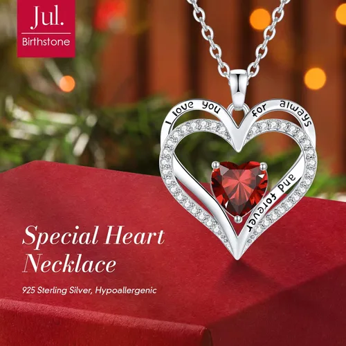Miniatura 139 de CDE Collares de piedra natal para mujer, plata de ley 925, collar con colgante de corazón para siempre, Navidad, cumpleaños, aniversario, día de San