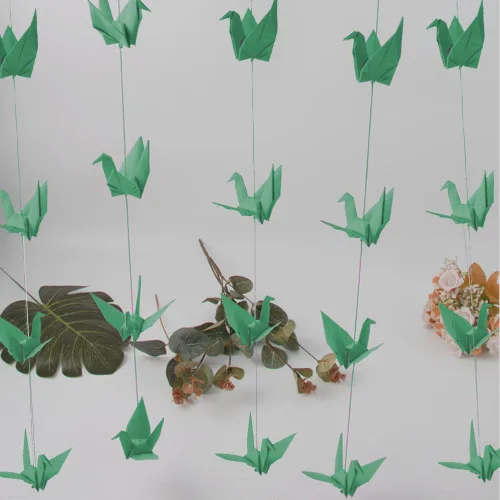 Miniatura 9 de Guirnalda colgante de grúa de papel (3 cuerdas x 5.2 pies), serpentinas de pájaros de origami para despedida de soltera, baby shower, suministros
