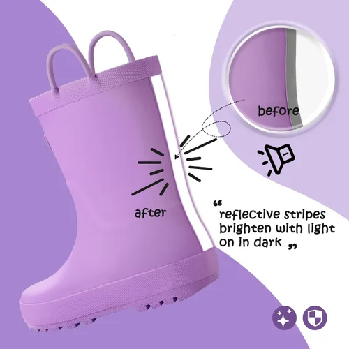 Miniatura 4 de KomForme - Botas impermeables de goma con asas para la lluvia en color mate para niñas