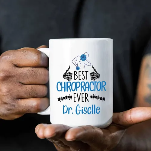 Miniatura 5 de Taza de té blanca personalizada con nombre quiropráctico de 11 onzas, 15 onzas, taza de café quiropráctico personalizada, taza de café quiropráctica
